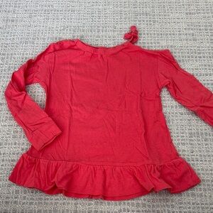 Splendid Coral “Cold Shoulder” Long Sleeve Kids Top w/ peplum hem